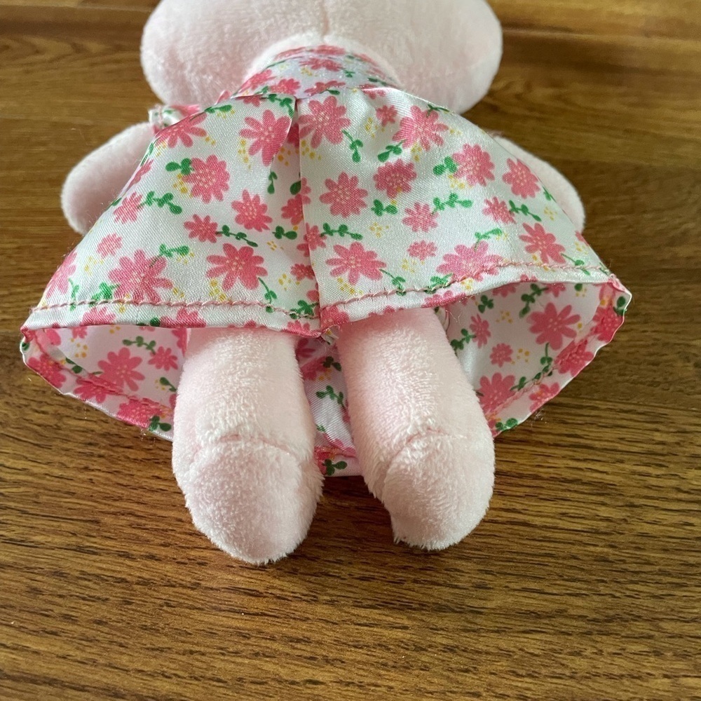 Pink floral bunny stuffed figure plush - Picture 3 of 4